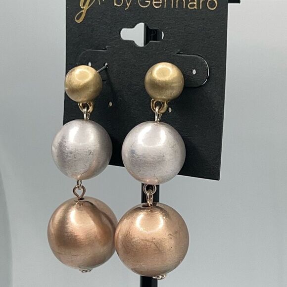 G by Gennaro Dangle Earrings Copper Silver Gold - Picture 1 of 5